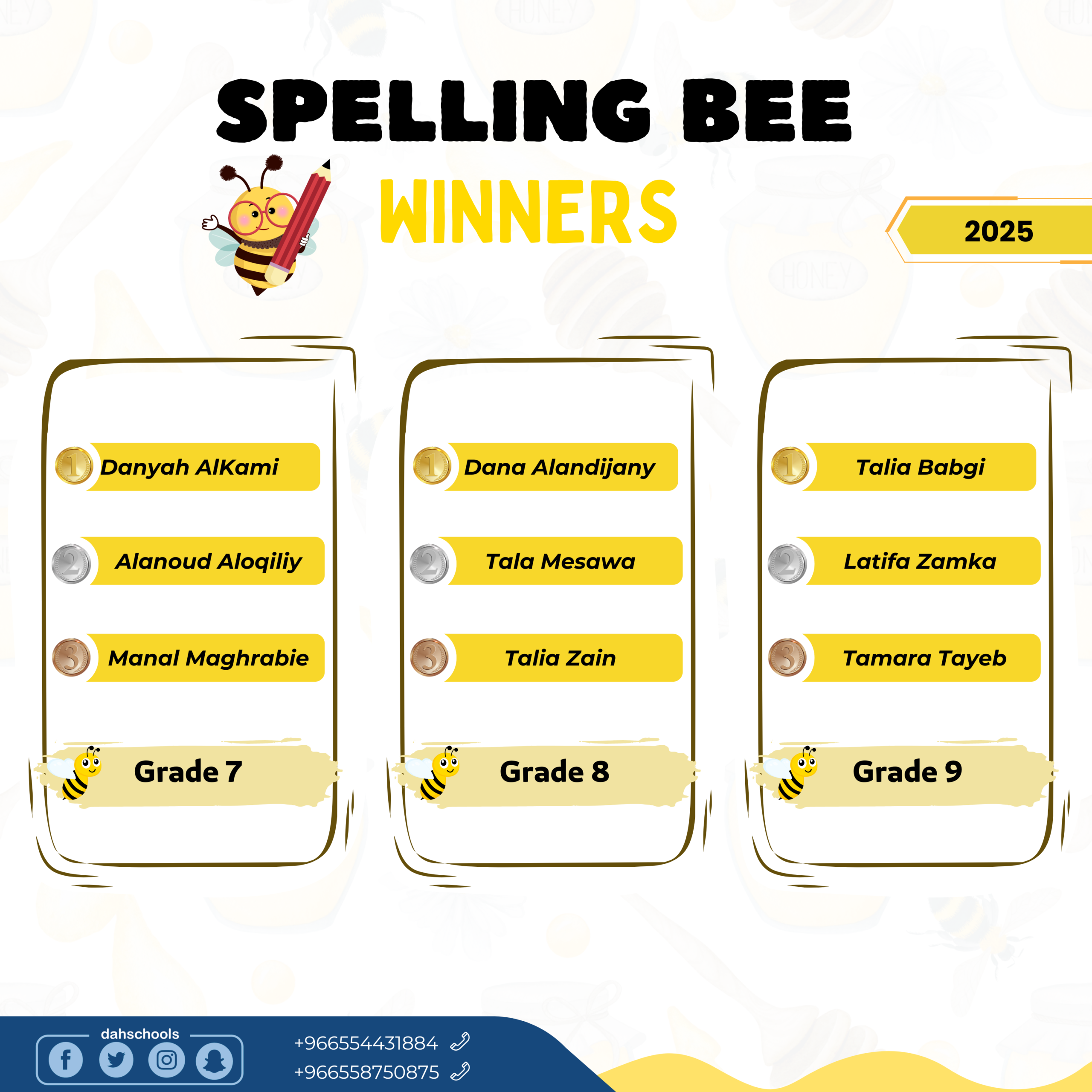 SPELLING BEE WINNERS - Gr7&8&9